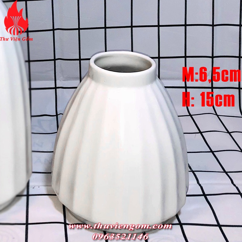 Lọ hoa gốm sứ Lọ hoa trang trí Decor men trắng Pastel Bát Tràng