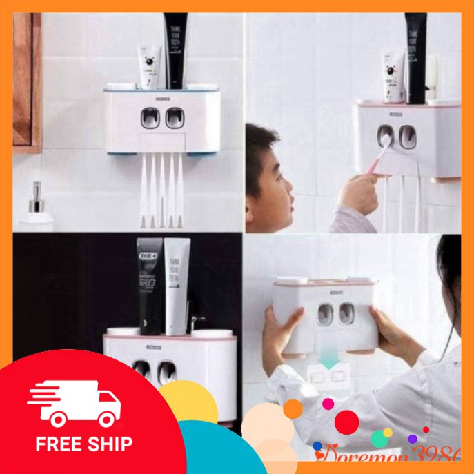 [FREE SHIP] 💥[RẺ VÔ ĐỊCH]💥Bộ Nhả Kem Đánh Răng ECOCO 2 Ngăn,4 Cốc,Thế Hệ Mới Cao Cấp💥SIÊU HOT💥