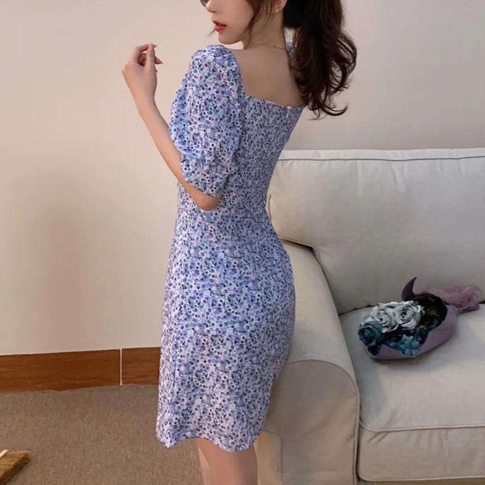 Đầm tay ngắn dáng ôm phối dây rút thời trang mùa hè cho nữ