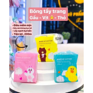 Bông tẩy trang 200 MIẾNG gấu-vịt-thỏ 100% cotton