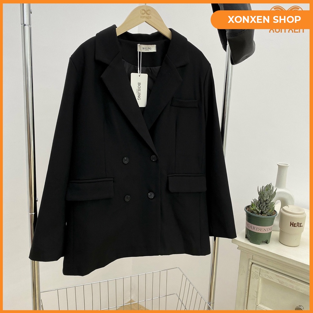 Áo khoác vest áo blazer nữ Hàn Quốc chất dạ 4 nút ngang XONXEN 248 LÊ DUẨN freesize mã 6110