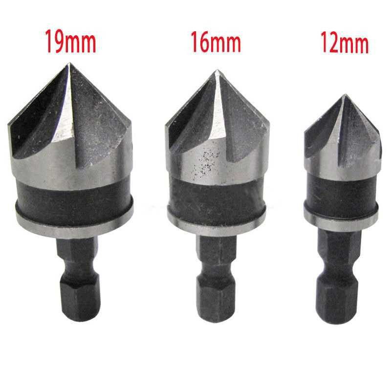 Bộ 3 Mũi Khoan 12mm / 16mm / 19mm Bằng Thép Cacbon Cho Chế Tác Gỗ / Kim Loại