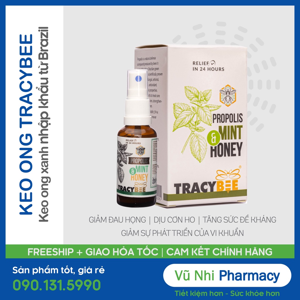 Hộp Keo Ong Xanh Tracybee Dành Cho Người Lớn (30ml) - Vị Bạc Hà