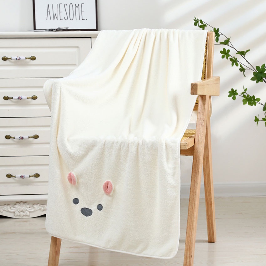Khăn Tắm Mềm Mại Thấm Hút Nước Hình Tai Thỏ Đáng Yêu 35x75cm