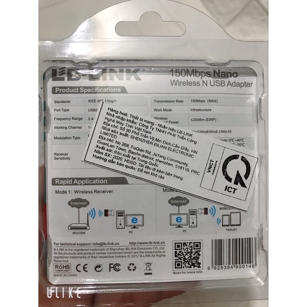 LB LINK - USB Wifi Nano Tốc Độ 150Mbps không râu thu sóng wifi cho máy tính