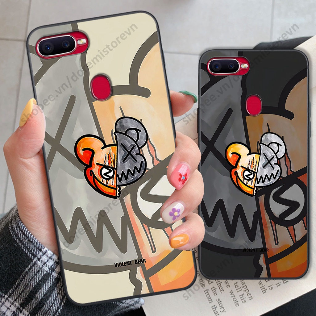 Ốp lưng Oppo A5s / A7 / F9 / A12 hình kaws, kith, bear brick nổi 3D phong cách độc đáo
