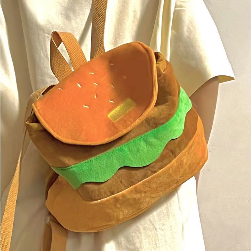 Ba Lô Đi Học Cỡ Lớn In Hoạt Hình Burger Kiểu Hàn Quốc Dễ Thương Cho Nữ