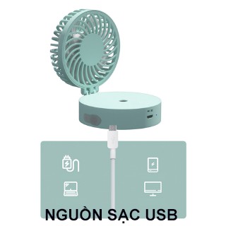 Quạt Phun Sương Mini Để Bàn Tạo Độ Ẩm Văn Phòng Tích Điện USB, Quạt Đeo Cổ 3 Tốc Độ | BigBuy360 - bigbuy360.vn