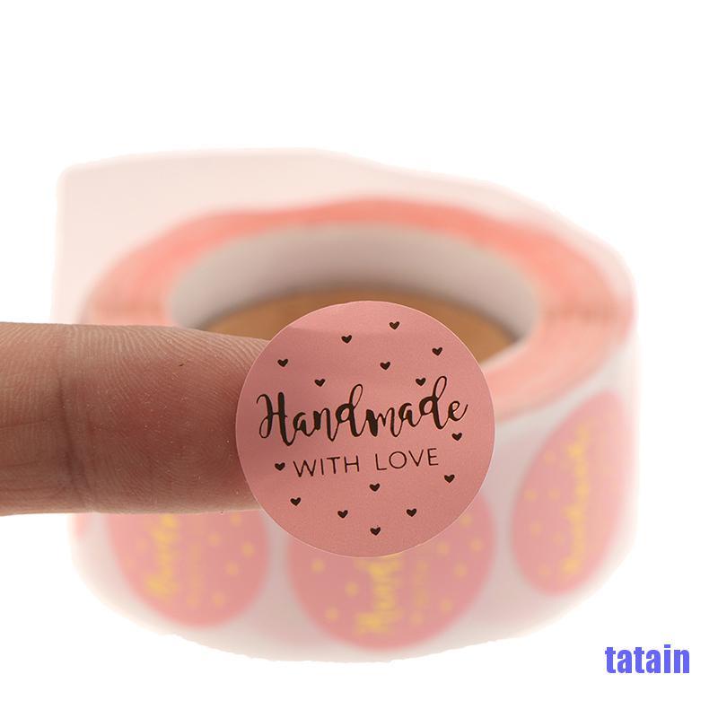 Cuộn 500 Miếng Dán Chữ Thank You For Your Order Màu Hồng