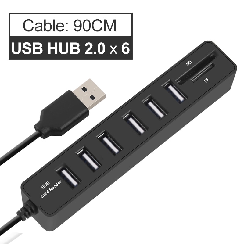 【Hàng sẵn sàng】USB Hub Đa Bộ Chia USB Tốc Độ Cao 3/6 Cổng 2.0 Hab Thẻ TF SD Tất Cả Trong Một Cho máy Tính Phụ Kiện Máy Tính