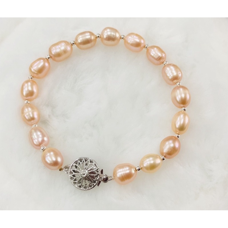 Vòng tay 8ly mix bi bạc khóa bạc