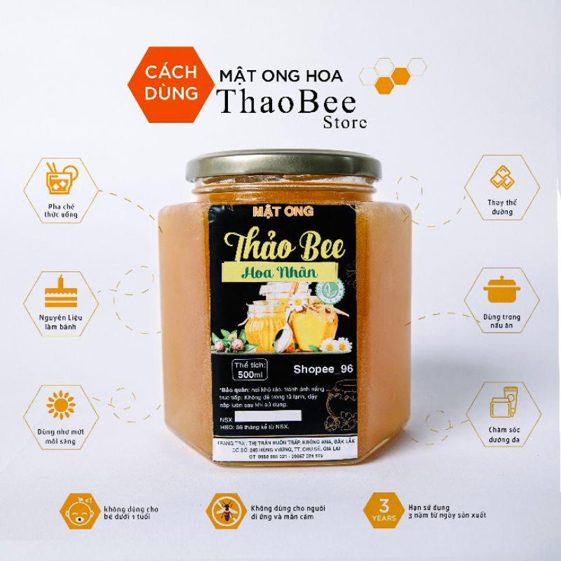 Mật Ong HOA NHÃN Thảo Bee 1 lít - nguyên chất 100%