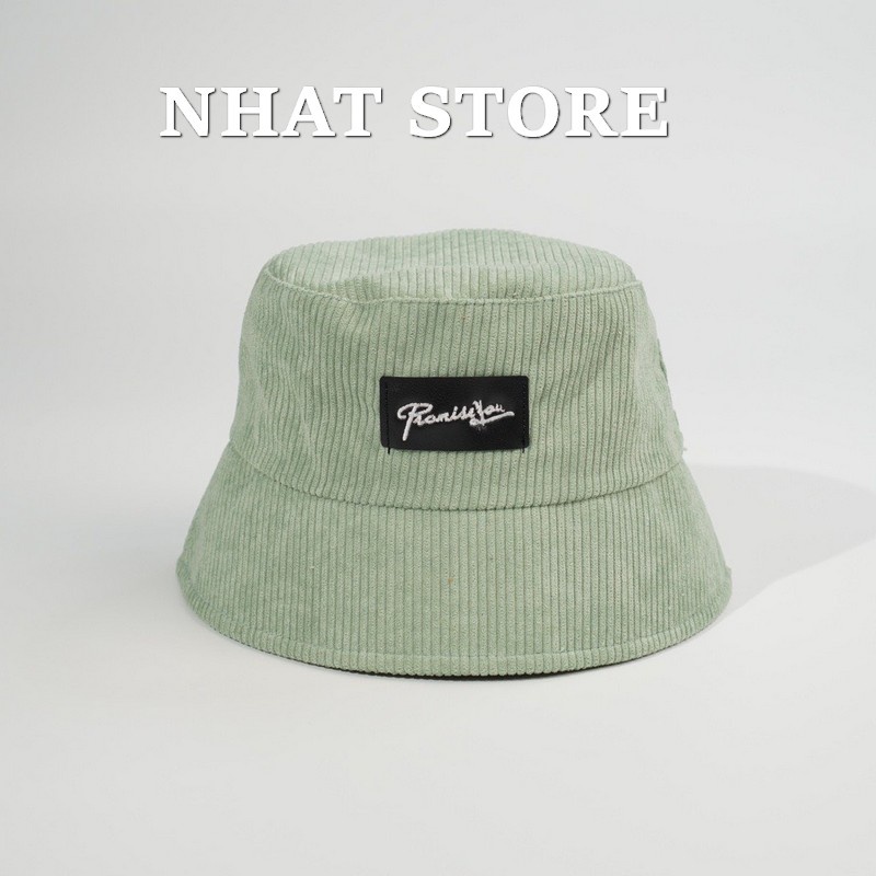 Mũ bucket Hàn Quốc, nón nữ vành tròn vải nhung Nhat Store