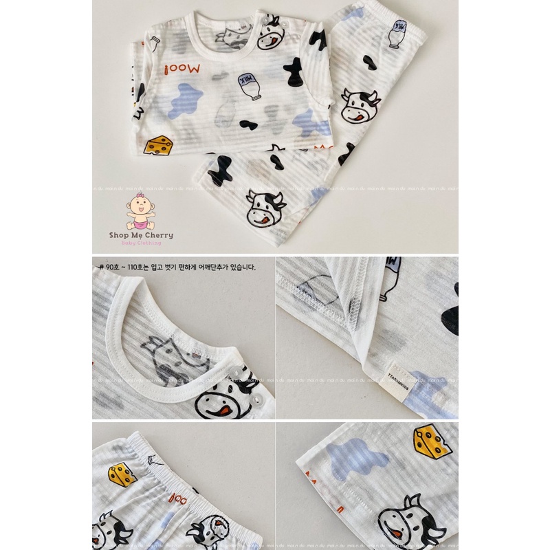 Bộ Lửng Cao Cấp Trẻ Em Của Hãng Ttasom, Chất Cotton Giấy Organic, Mẫu Bò Sữa