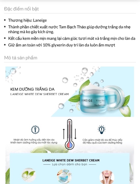 Kem dưỡng trắng da Laneige White Dew Tone-up Cream 50ml