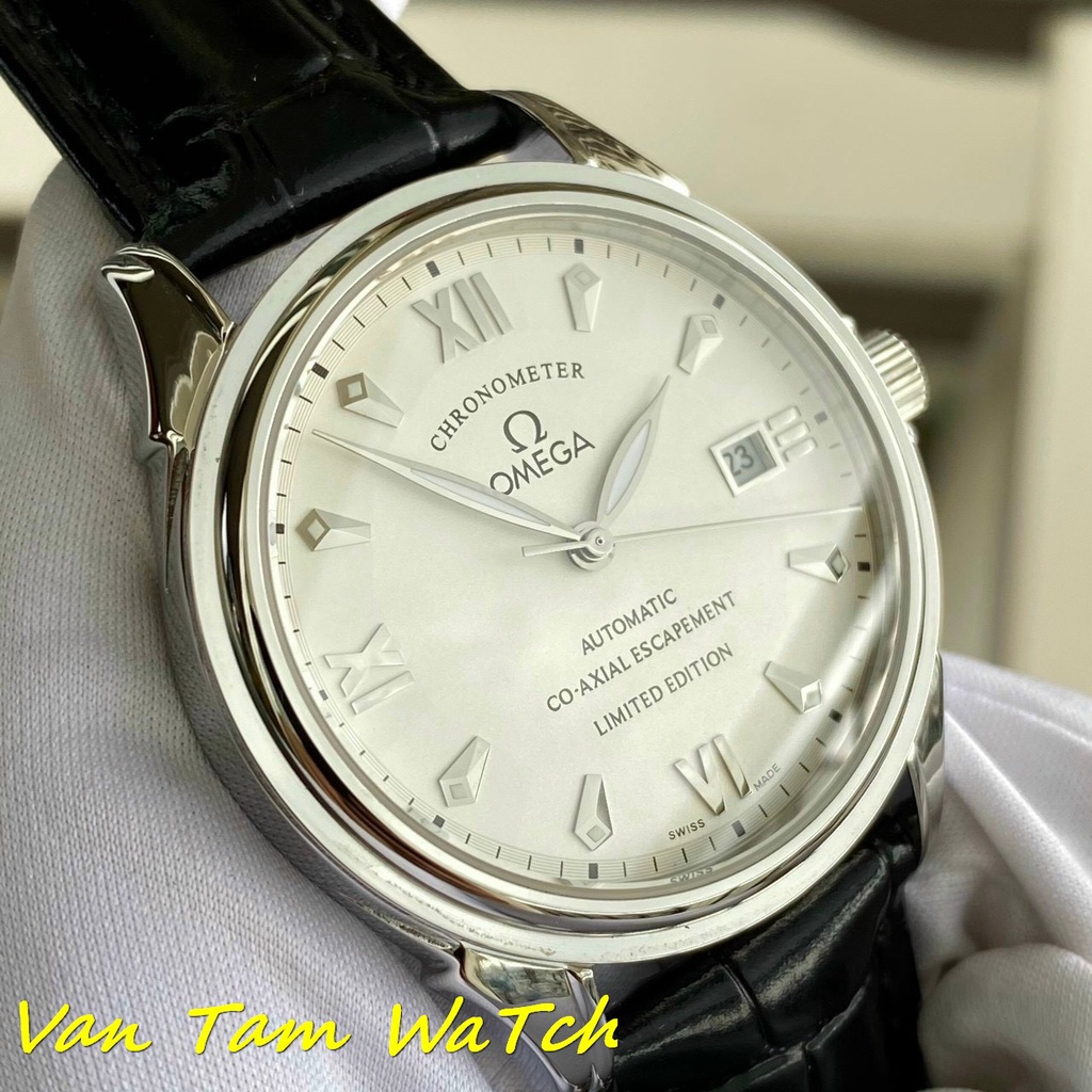 Đồng hồ nam omega co-axial chronometer escapement w 39mm máy Thụy Sĩ automatic, mẫu cao cấp mặt trắng