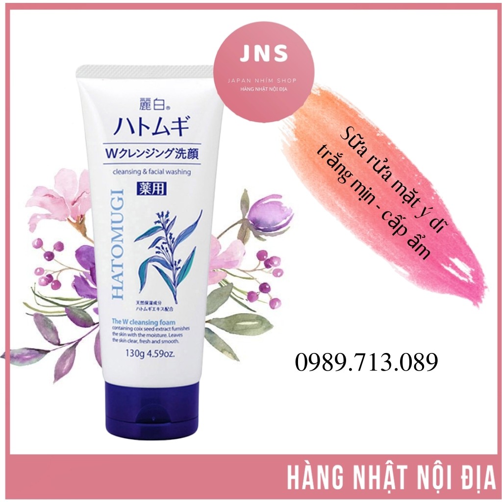 Sữa rửa mặt trắng da Hatomugi Cleansing Foam hạt Ý Dĩ