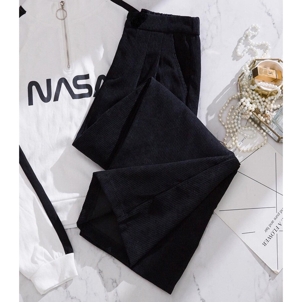 Quần Ống Rộng Suông, Culottes Dáng Dài Lưng Cao Khóa Trước Chất Liệu Nhung Tăm Cao Cấp Thời Trang Thu Đông Cho Phái Nữ | BigBuy360 - bigbuy360.vn