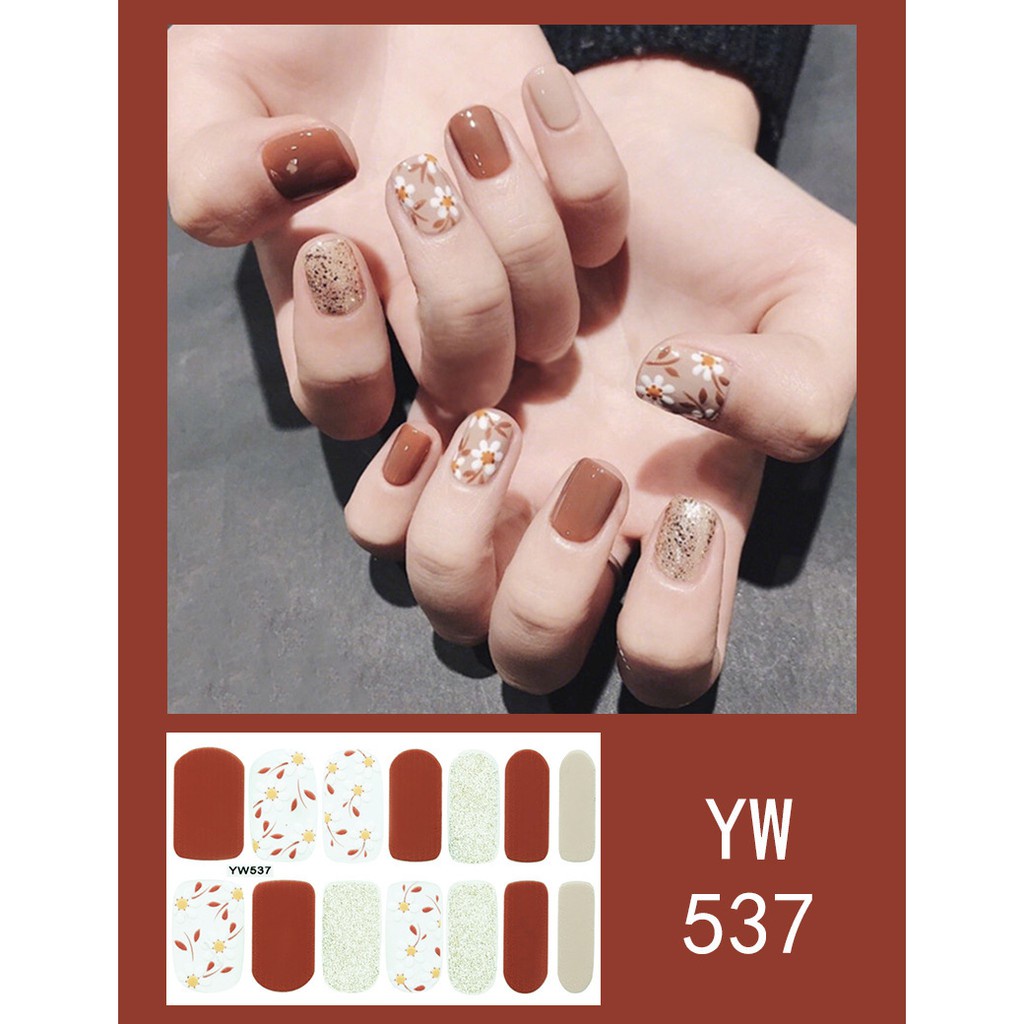Miếng Dán Móng Tay 3d Chống Thấm Nước Màu Sắc Đơn Giản