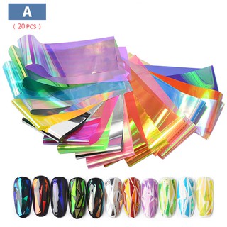 Set 10-20 tấm foil dán trang trí móng holographic 4 x 20cm