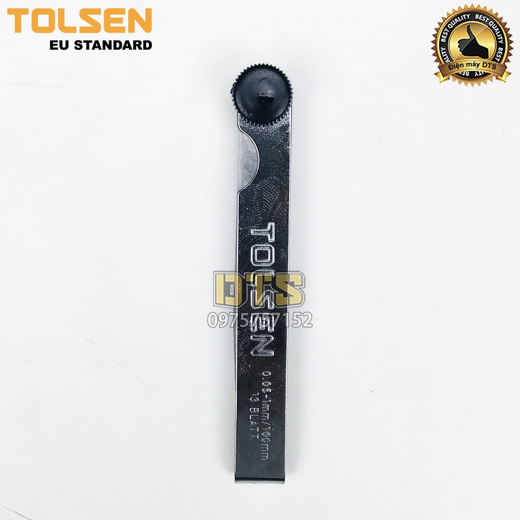 Thước căn lá, thước đo khe hở công nghiệp 13 lá 0.05 - 1.00mm TOLSEN 100mm thép không gỉ - Tiêu chuẩn xuất khẩu châu Âu