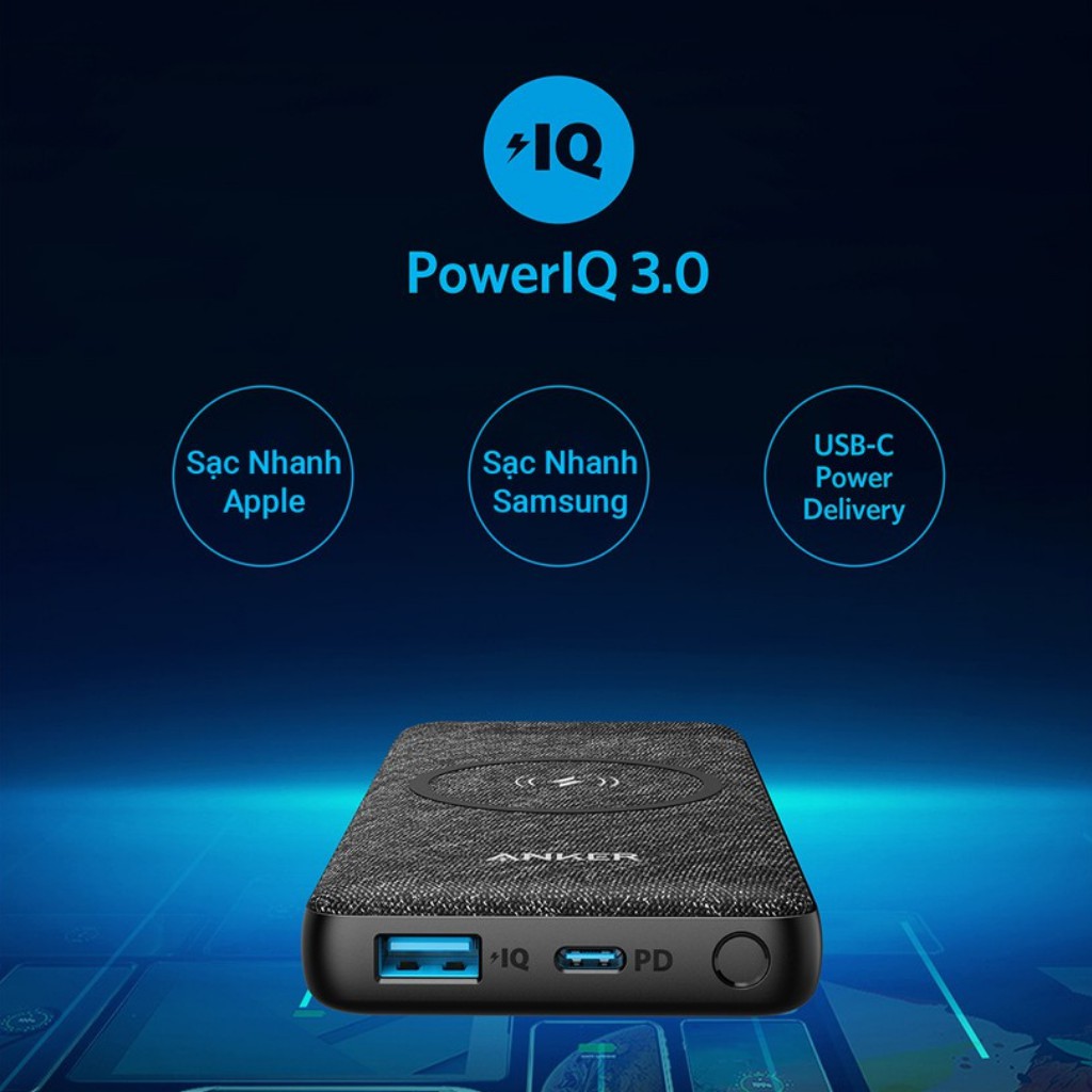 Sạc dự phòng không dây ANKER A1617 PowerCore III 10000mAh - Fullbox - halustore