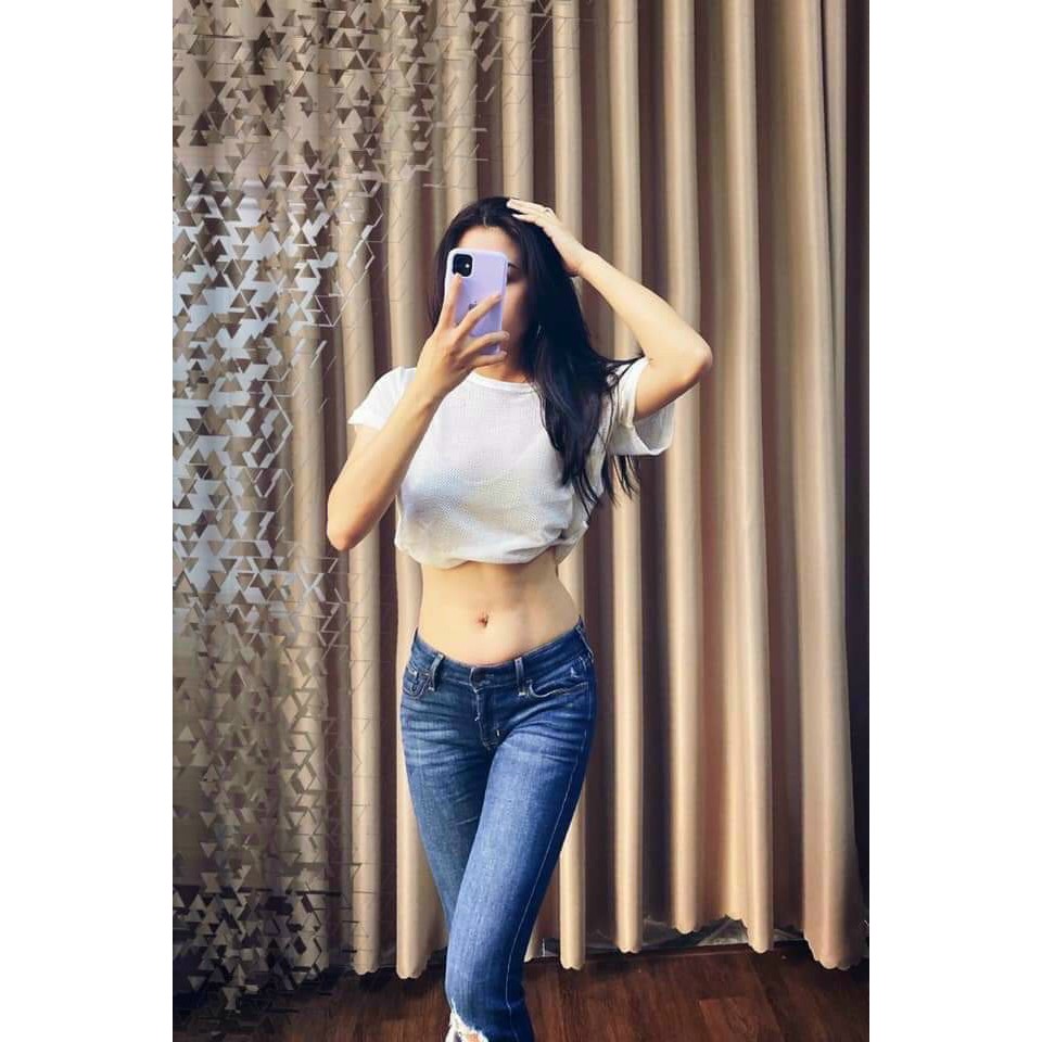 Áo Croptop Lưới thời trang phong cách kết hợp với bra tập aerobic, gym, năng động