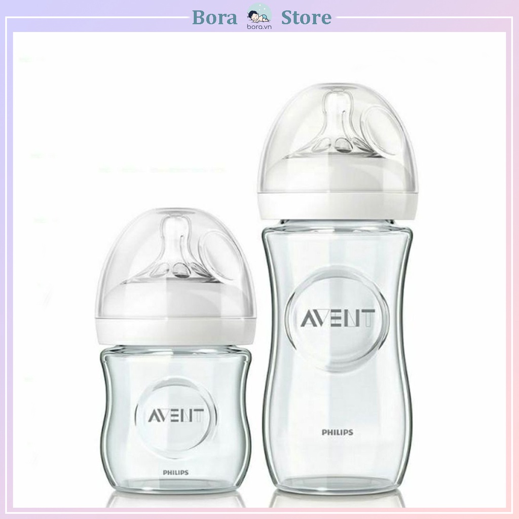 Bình sữa Avent Natural thủy tinh 120 240ml [Được chọn núm 0 - Y][Cam kết chính hãng]