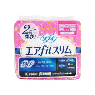 BĂNG VỆ SINH SOFY AIR FIT SLIM SIÊU MỎNG CÁNH 25CM 16 MIẾNG