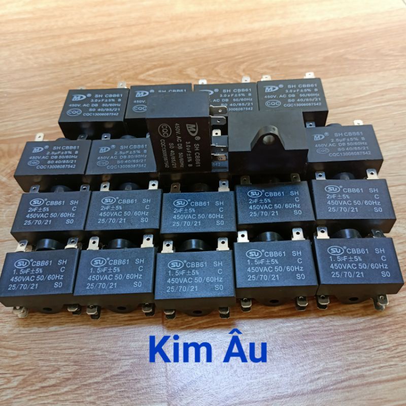 Tụ quạt vuông điện dung 1.0 1.2 1.5 2.0 2.5 3.0 3.5 4.0 5.0 6.0 7.0 8.0 uF cho quạt - máy bơm - quạt điều hòa