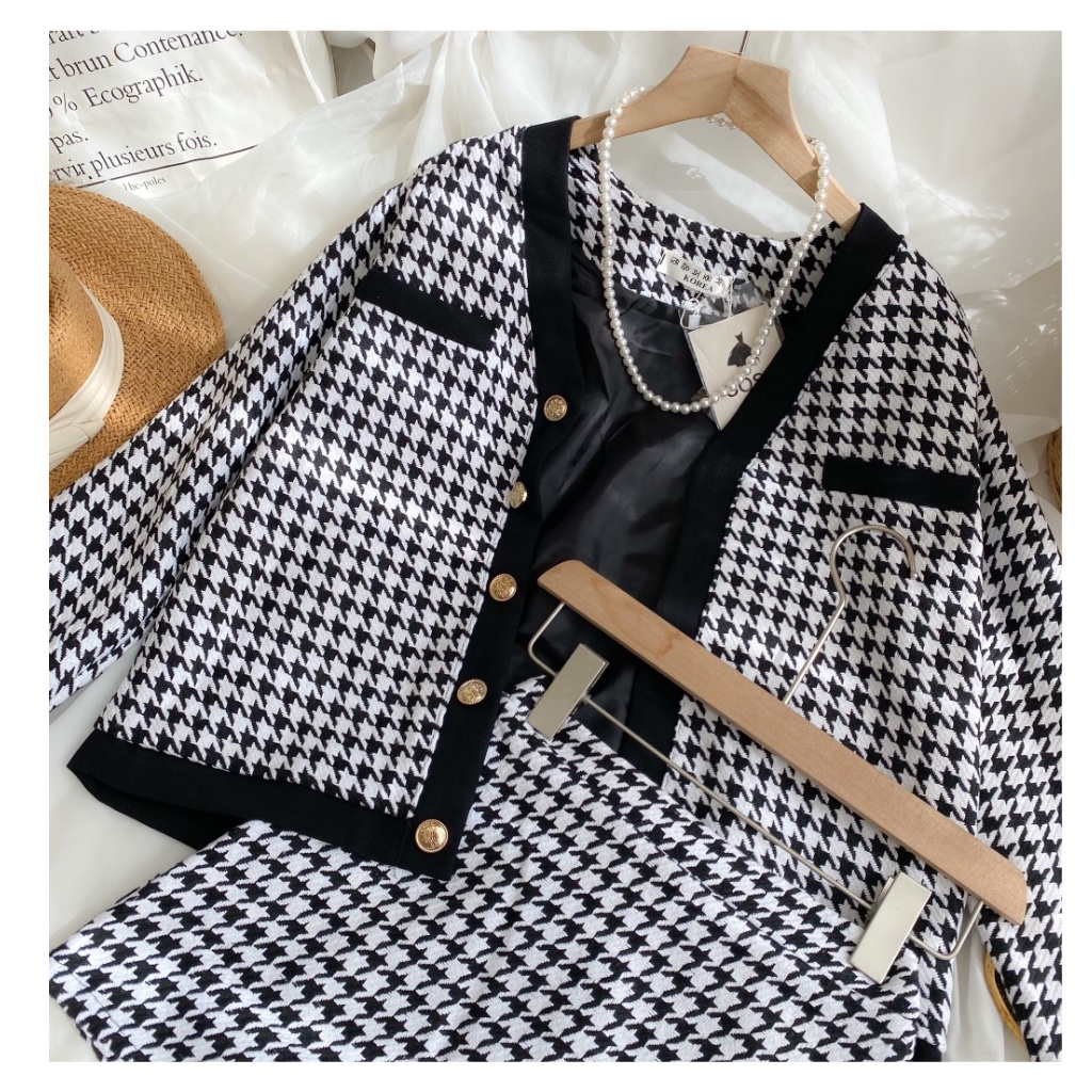 Set dạ tweed, Set dạ, Set áo dạ tweed tiểu thư phong cách Hàn thời trang nữ | BigBuy360 - bigbuy360.vn