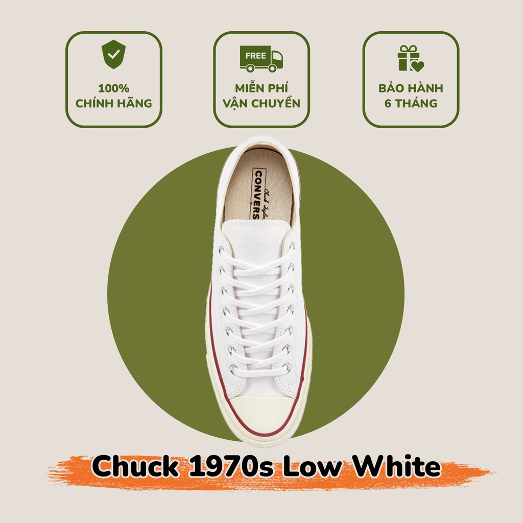 [ CHÍNH HÃNG ] giày sneaker CHUCK 70S low all white CH