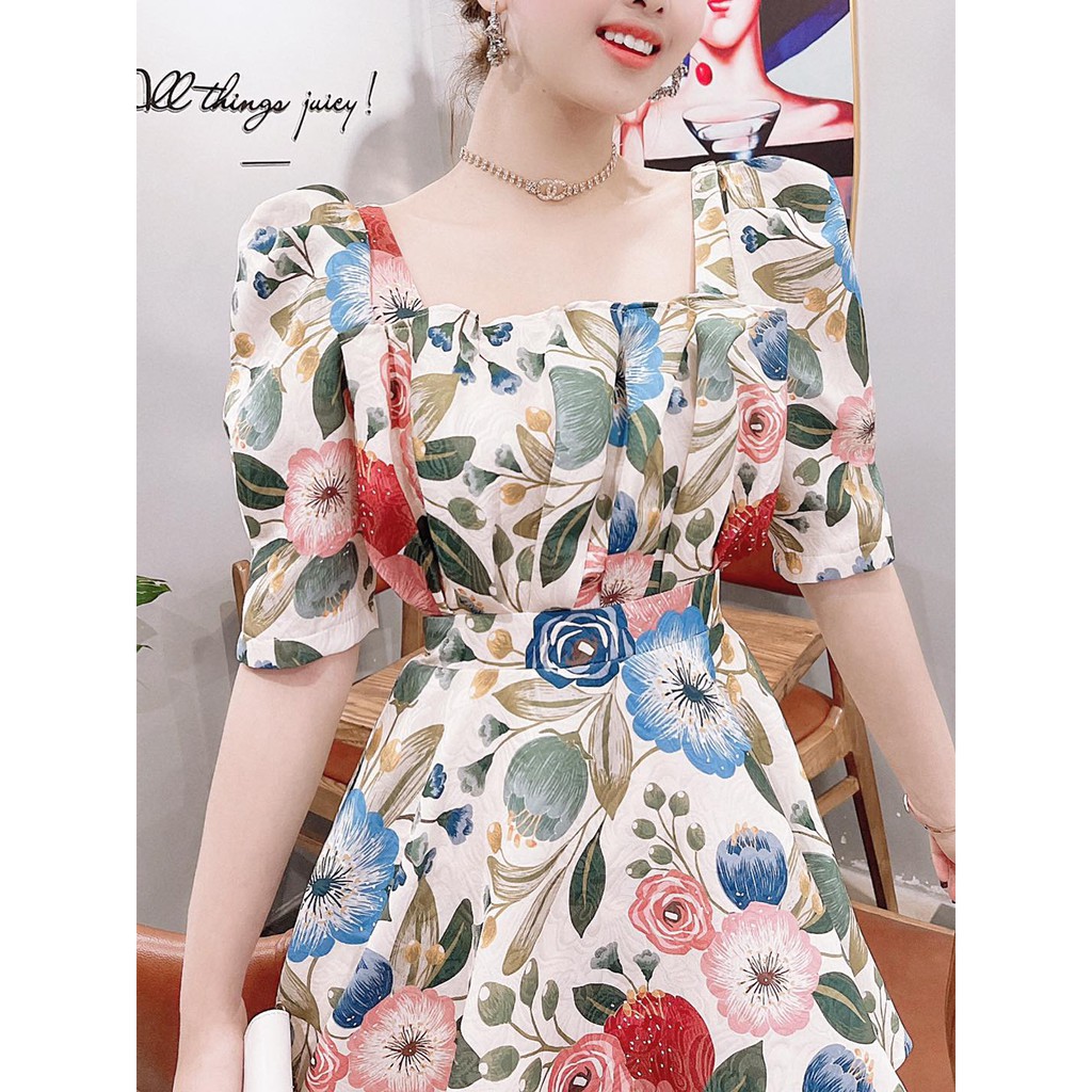 váy hoa cổ vuông V1841 - Đẹp Shop DVC phân phối chính thức - Thời trang thiết kế cao cấp
