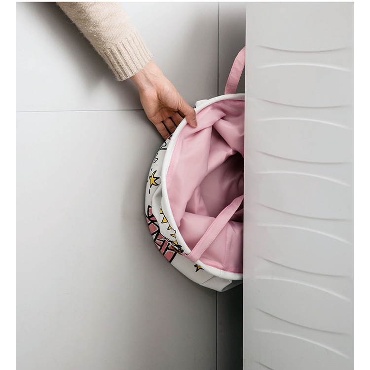 Giỏ vải Oxford đựng quần áo đa năng gấp gọn phong cách Châu Âu họa tiết hoạt hình