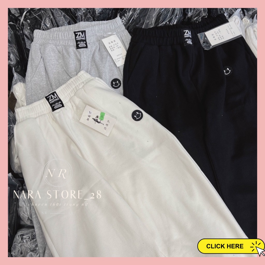 Quần Joggers Nữ - Quần Len Tăm Ống Rộng Bo Gấu (KÈM ẢNH THẬT) MHQ125