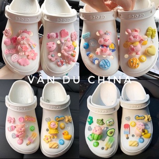 Set phụ kiện, jibbitz, sticker, charm gắn dép cross, gắn sục