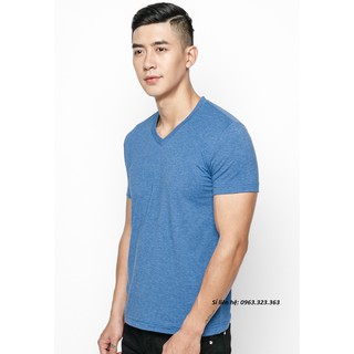 Áo thun nam cotton cổ tim