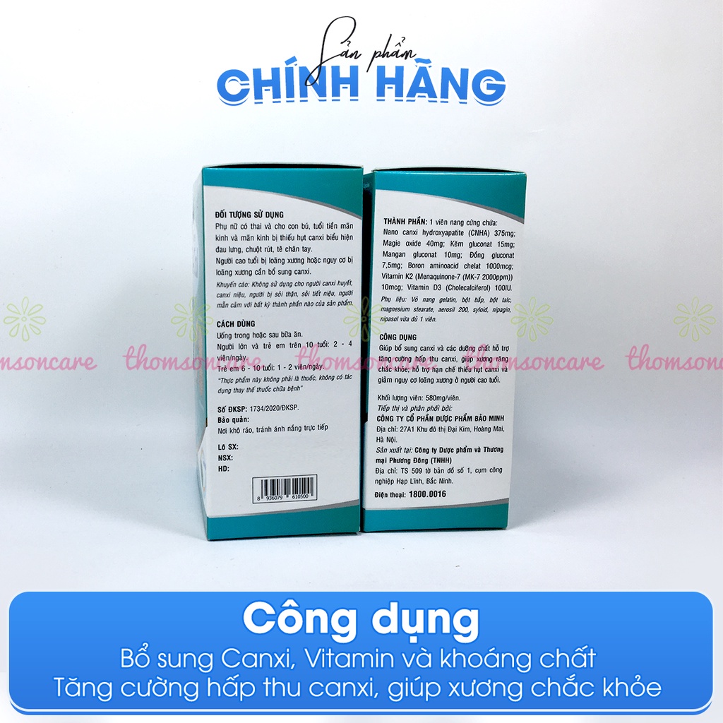 Bổ sung Canxi Nano dạng hữu cơ cho bà bầu và cho con bú, giảm tê tay chân - Avisure Hical Hộp 60 viên