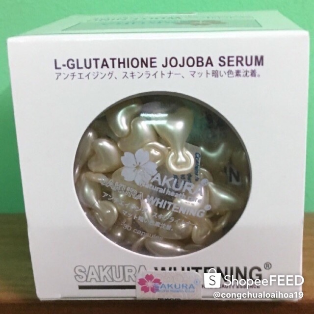 Serum trắng Hồng da SAKURA WHITENING  hộp 30 viên nang mềm