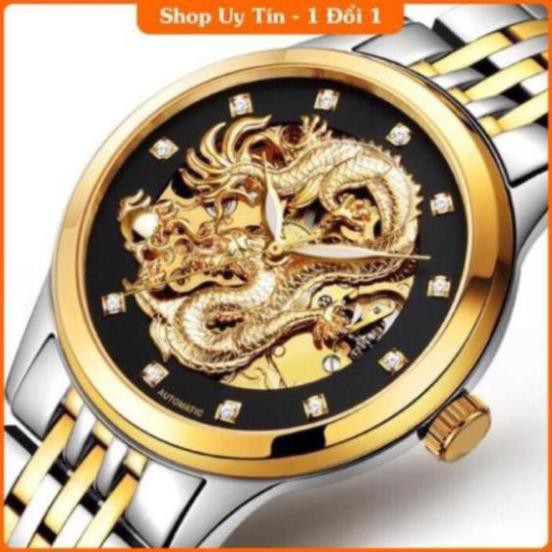 Đồng hồ nam cơ rồng Laogeshi & Tevise hàng chính hãng dây kim loại inox đặc