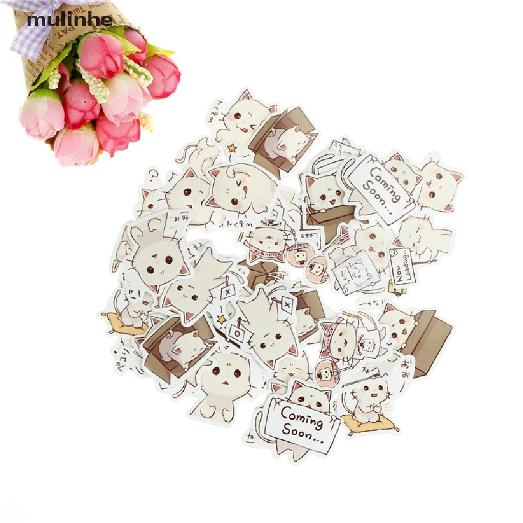 Mulinhe Set 45 sticker Giấy Hình Mèo Dễ Thương Dùng Để Trang Trí Nhật Ký DIY