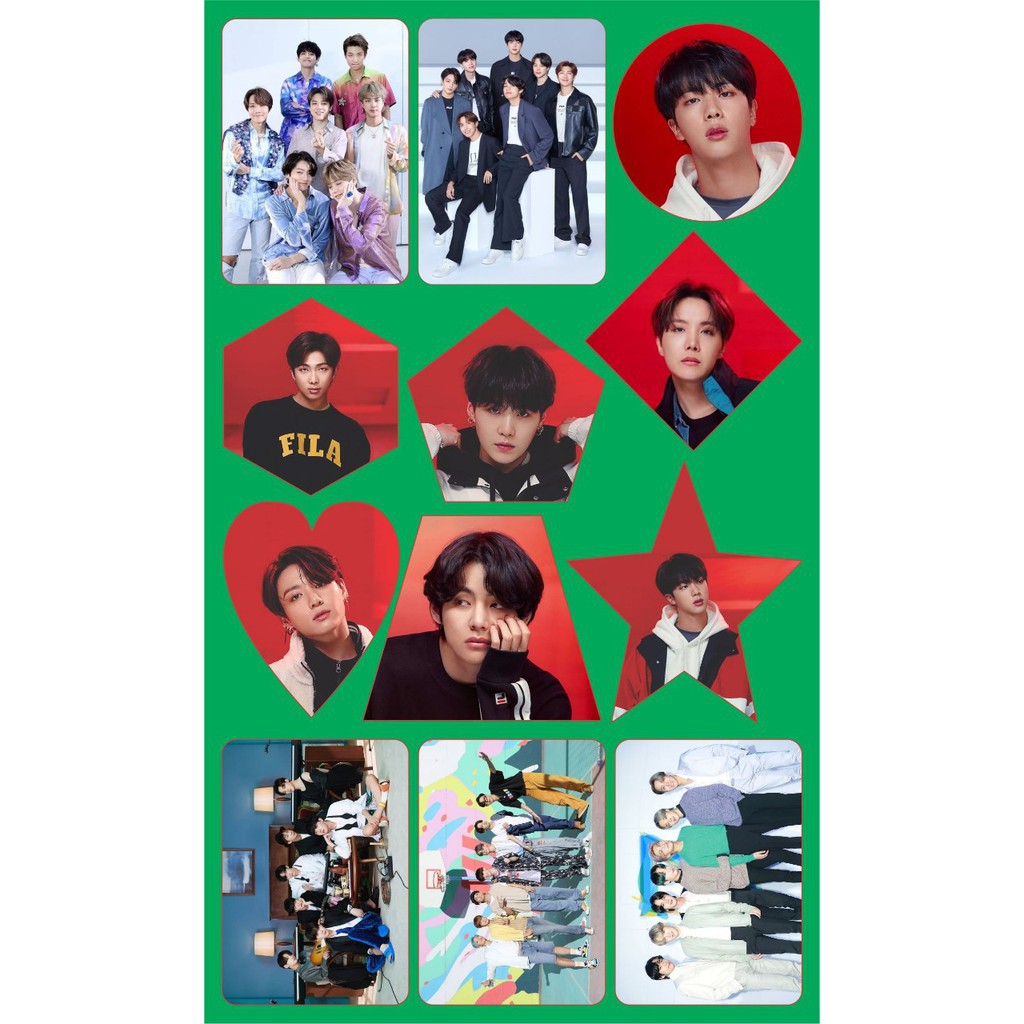 Sticker Dán BTS Mẫu 2020 (Cắt Sẵn) - 1 Set Gồm 12 Ảnh