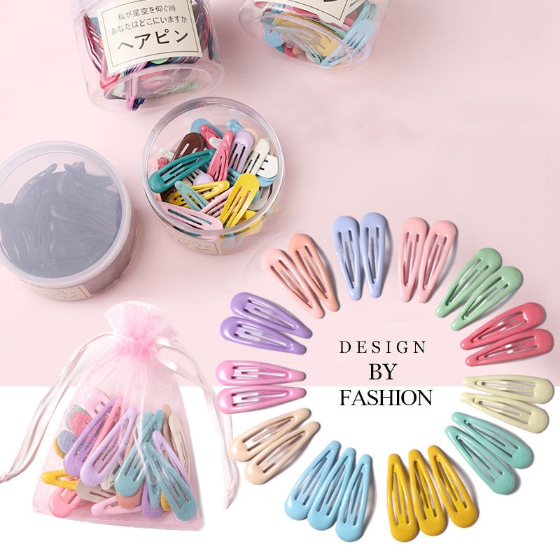 Kẹp tóc mái hình elip sơn dầu cao cấp iLita - cặp bấm mái nữ đẹp cute dễ tương vintage Hàn Quốc hottrend (Combo 3)