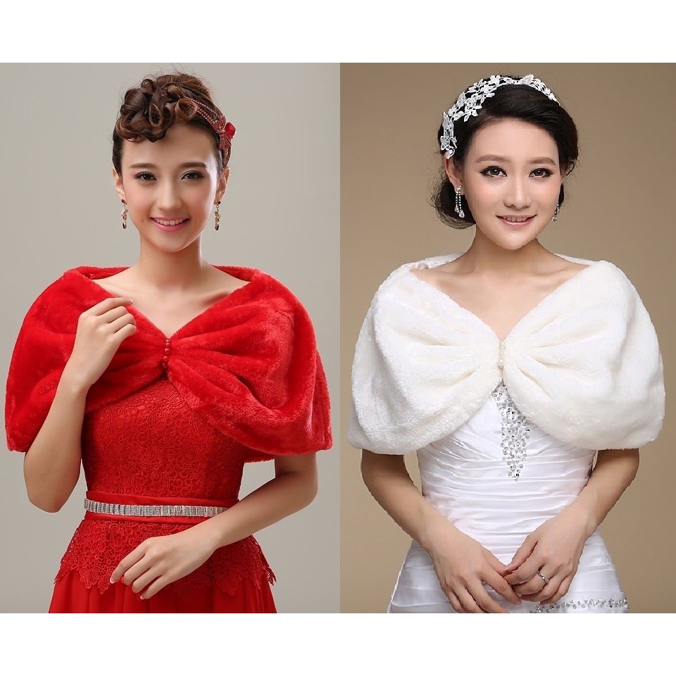 Khăn Choàng Lông Cô Dâu 120 Số 2, Đính Hạt Trai, Thời Trang, Quý Phái, Giữ Ấm Trong Đám Cưới Hoặc Các Sự Kiện
