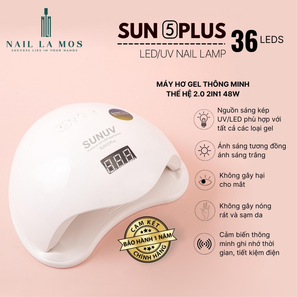 Máy hơ gel Sun 5 Plus 48W 36 bóng đèn - Hàng chính hãng công ty Sun UV/LED - bảo hành 1 năm