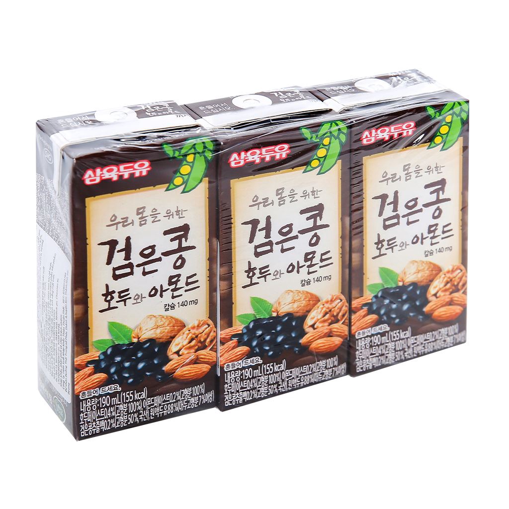 Lốc 3 Hộp Sữa Óc Chó Hạnh Nhân Đậu Đen Hàn Quốc 190ml