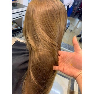 thuốc nhuộm tóc nâu tây không tẩy lên từ nền đen nâu AZ008 tặng oxy trợ nhuộm bao tay và bit tai