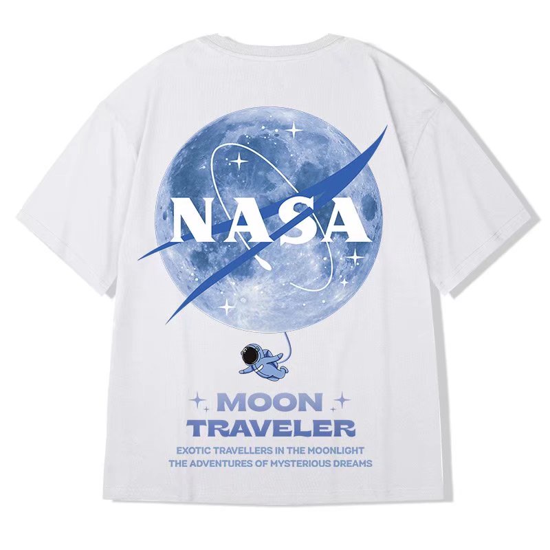 Áo Thun Tay Ngắn Cổ Tròn Dáng Rộng In Hình Phi Hành Gia Phong Cách Nhật Bản Thời Trang Mùa Hè Cho Nam Giới [M-8XL]