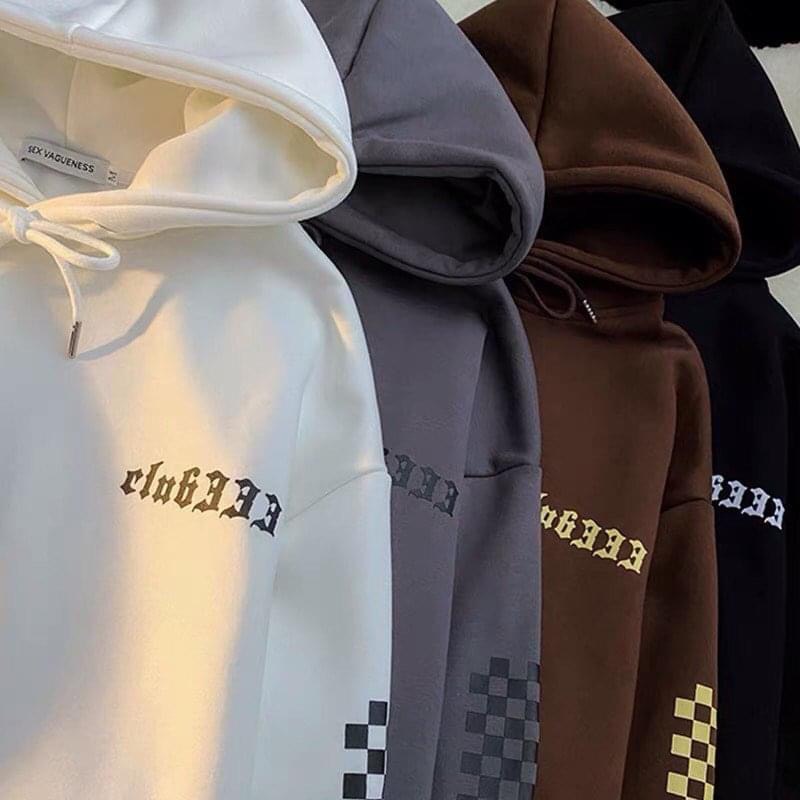 Hoodie tay caro 4 màu trơn basic vintage nam nữ  Dáng suông hàn quốc oversize 65kg dài tay vintage unisex