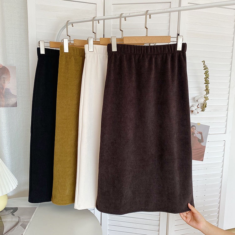 Chân váy dài lưng cao xẻ tà thời trang thu đông mới